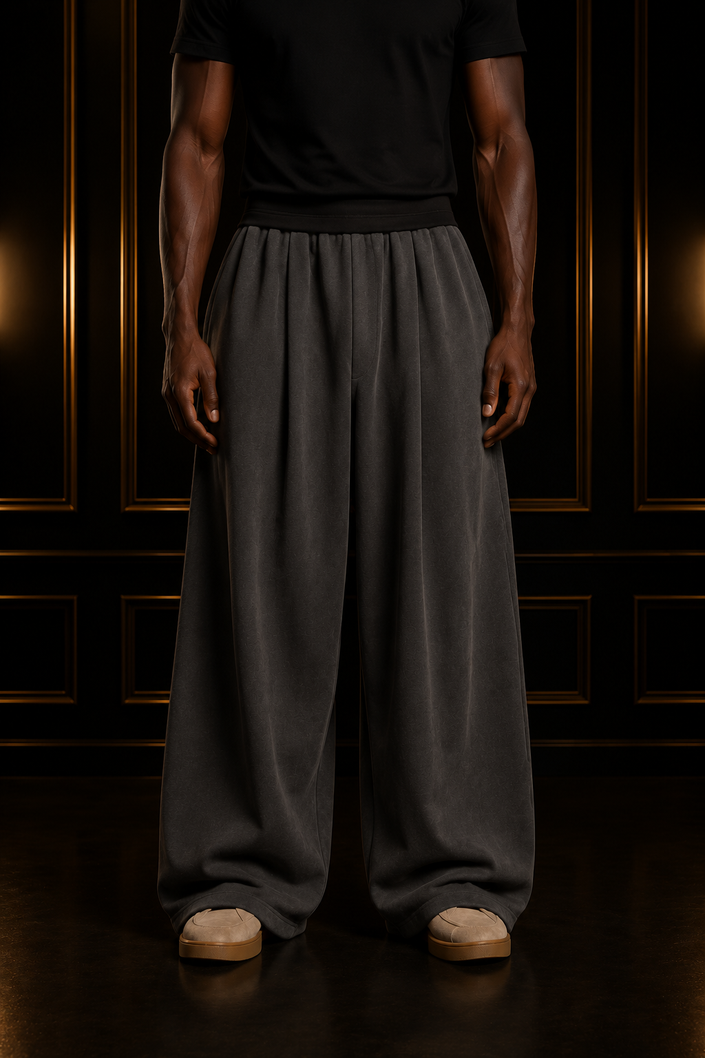 Dark grey Christopher pleated wide-leg sweatpants