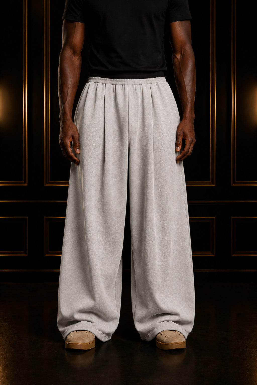 Light grey Christopher pleated wide-leg sweatpants
